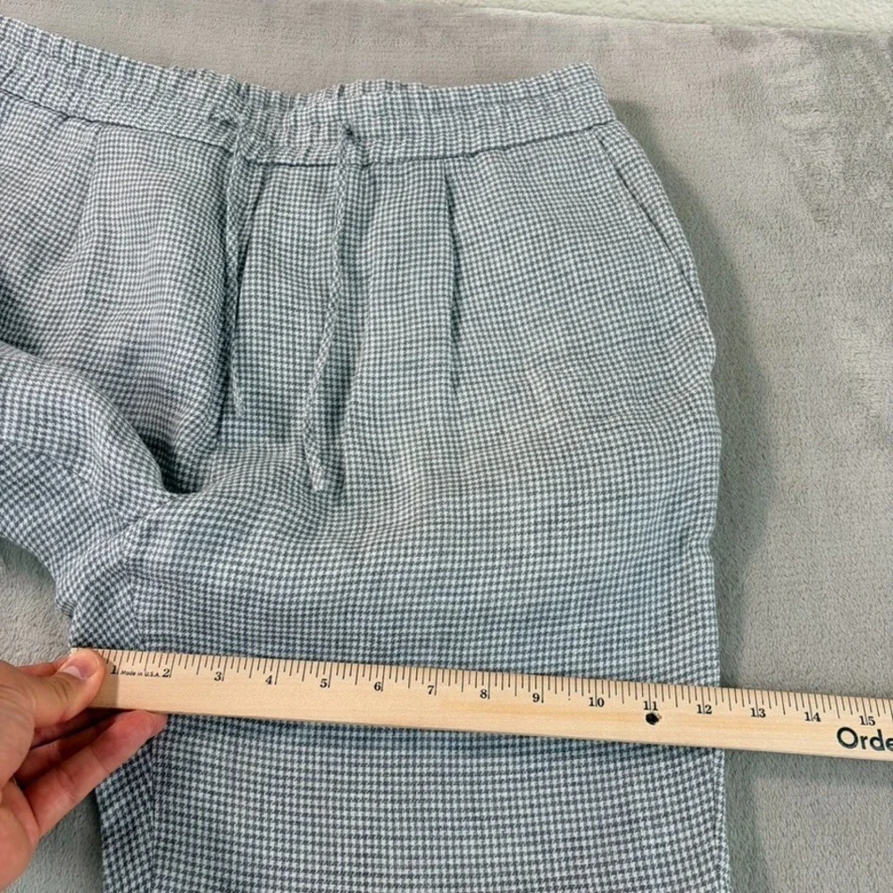 TODD SNYDER Straight Fit 100% Linen Beach Pants Grey Houndstooth Men Medium $395